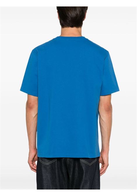 T-shirt con ricamo Fox in blu Maison kitsuné - uomo MAISON KITSUNÉ | MM00126KJ0118P467